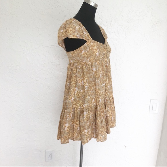 Free People Pattern Play Floral Mini Dress Neutral - Picture 5 of 8